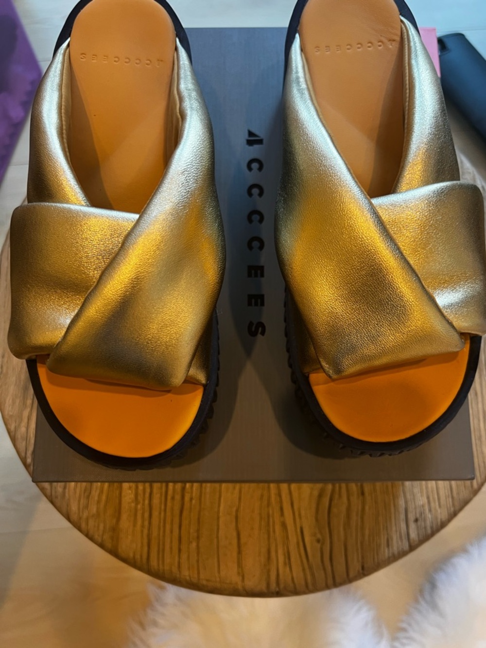 Accccees Plia Anda Platform Crisscross Slide Sandal